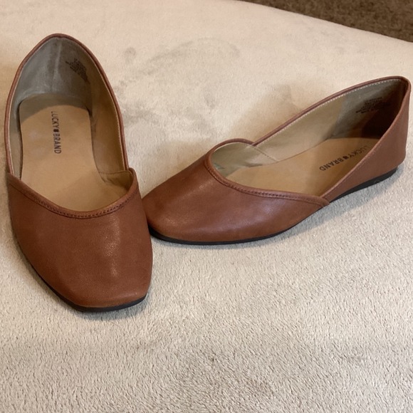 Lucky Brand Brown Leather Square Toe Ballet Flats, US size 8, UK 6, EU 38.5 - Picture 1 of 8